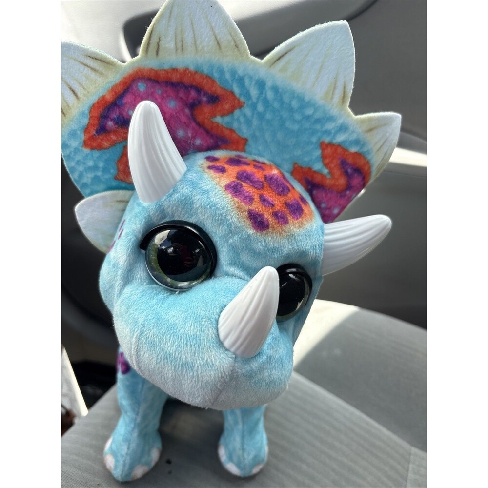 FURREAL FRIENDS HOPPIN TOPPER INTERACTIVE DINOSAUR PLUSH BLUE TRICERATOPS TOY